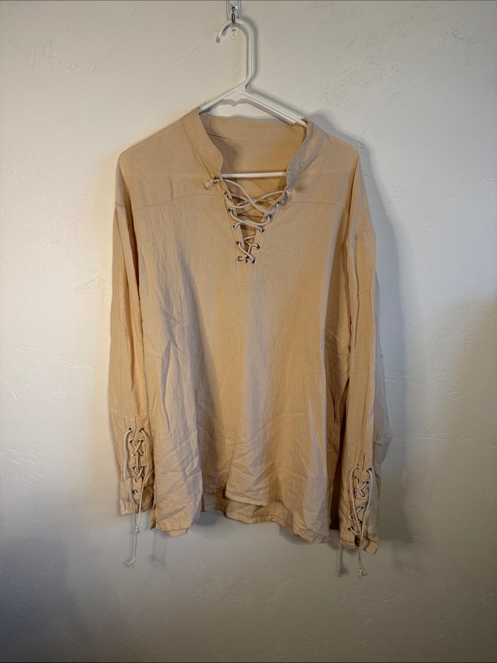 Lace-Up Tunic Top in Beige
